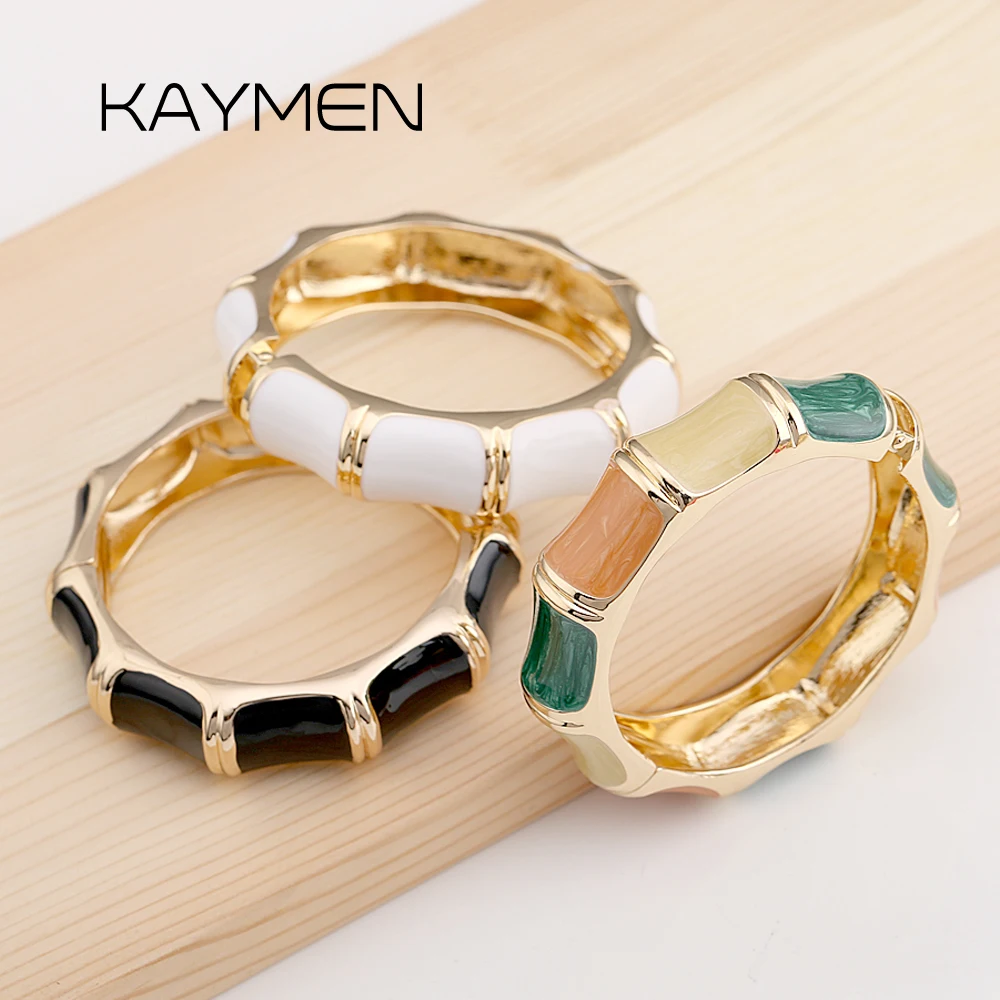 

Zinc Alloy Gold Plating Enamaled Colorful Bangle Simple Design Trendy Women's Fashion Jewelry Minimalist Bracelets