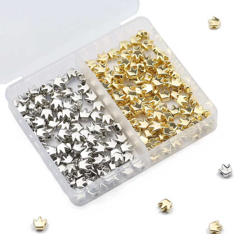 200 adet 6MM taç altın/gümüş kaplama CCB Spacer bilezik kolye küpe takı yapımı için dağınık boncuklar DIY Set kutusu aksesuarları