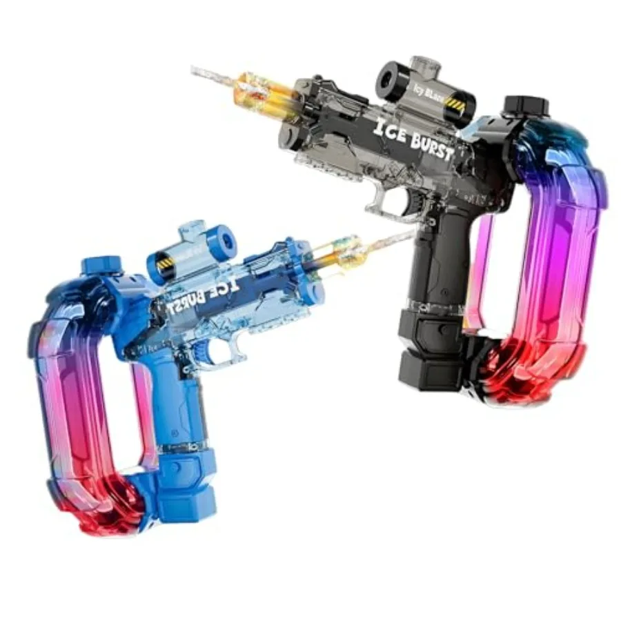 2026 Electric Water Gun for Adults:Outdoor Beach Pool Use, ABS Plastic, Ring Blue Black, LED Lights + Music + Automatic Squirt