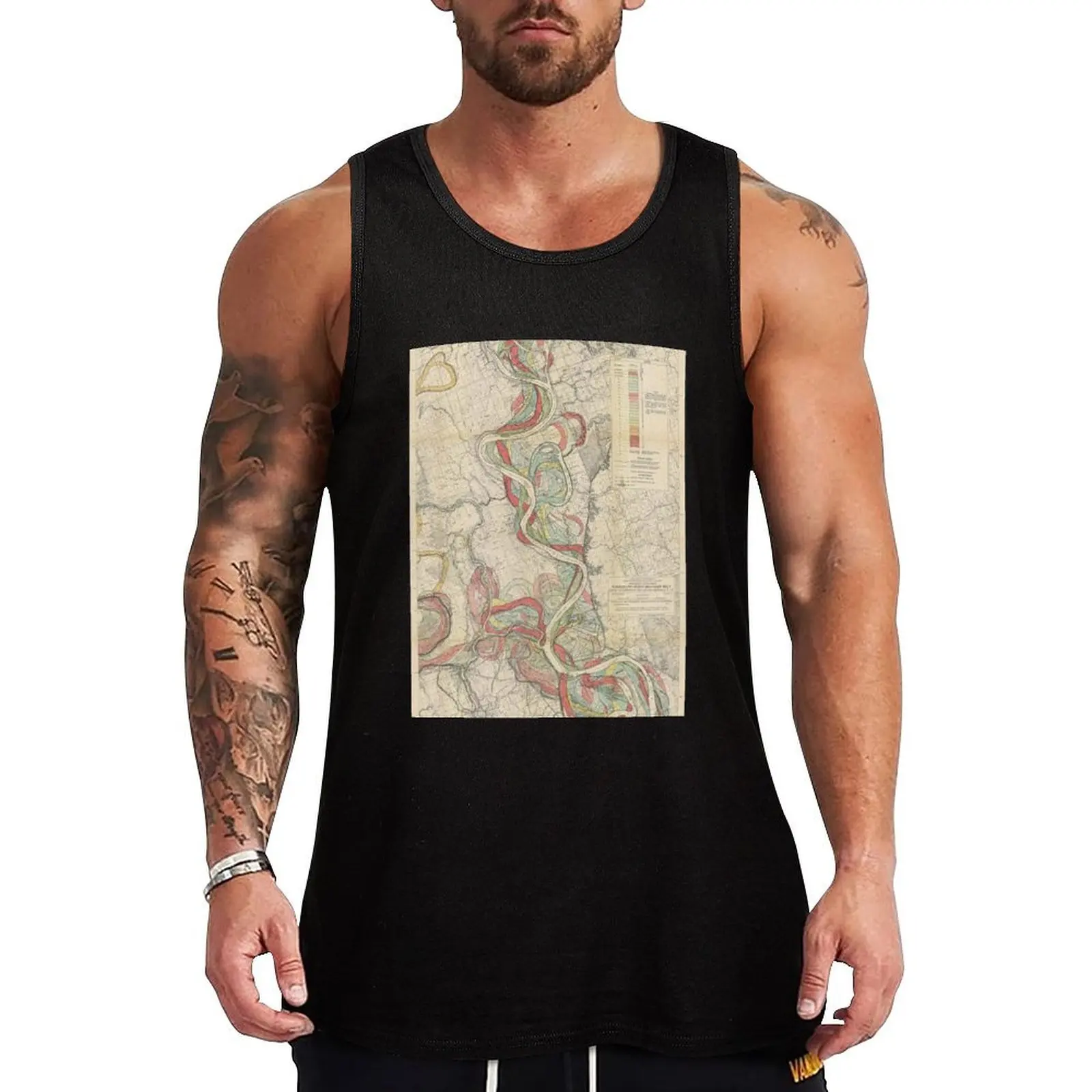 Harold Fisk, 1944 - Ancient Courses: Mississippi River Meander Belt, Plate 22 Sheet 13 Tank Top Men's tops t shirts