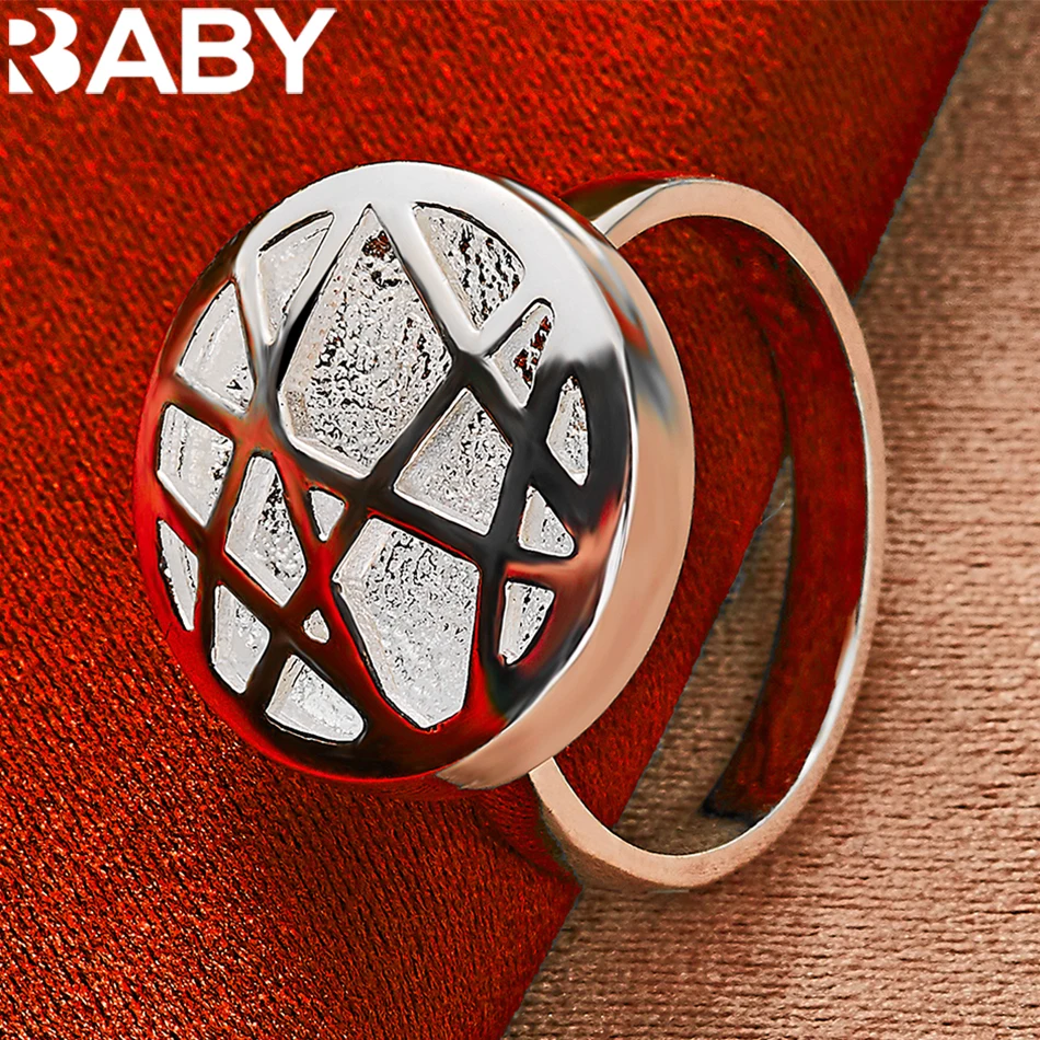 

URBABY 925 Sterling Silver Rings Round Nets Ring For Women Men Wedding Engagement Band Fashion Party Jewelry Wholesale