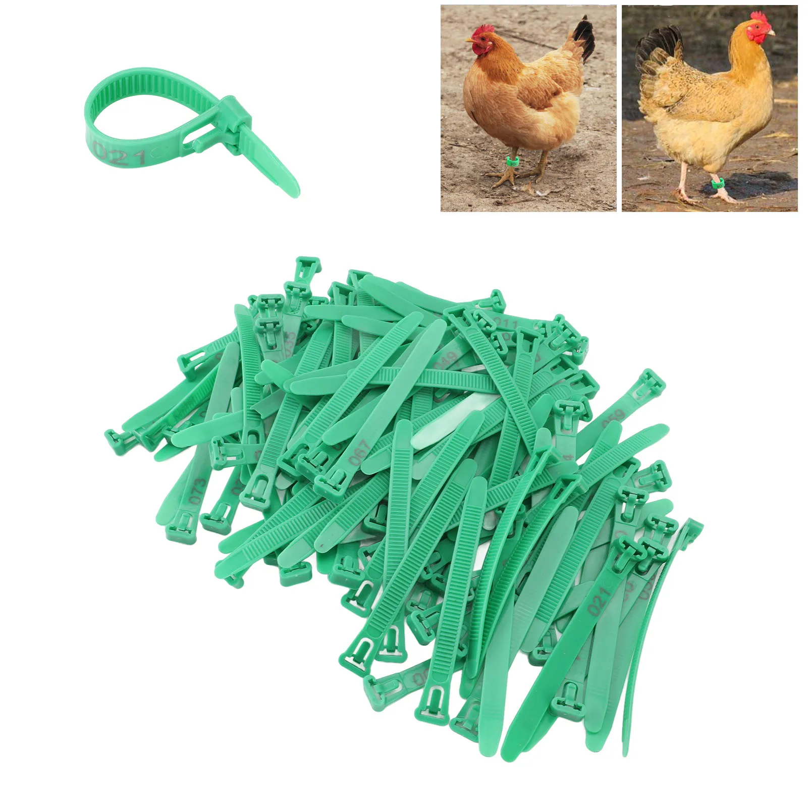 100Pcs Chicken Leg Bands Adjustable Fadeless Numbered Poultry Identification Leg Tags for Duck Goose Poultry Leg Bands