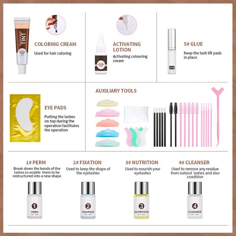 Semi-permanente Cílios Lift Kit para Iniciante, Curling Lash Extension Set, Lash Perm Kit, Casa e Salão