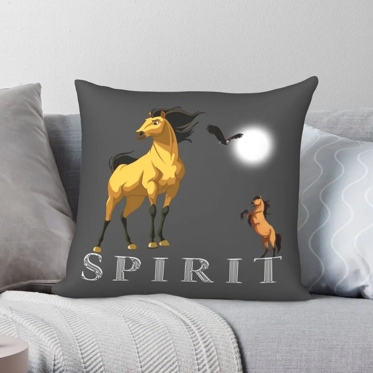 Spirit Stallion Of The Cimarron Pillowcase Polyester Linen Velvet Printed Zip Decorative Room Cushion Cover 45x45