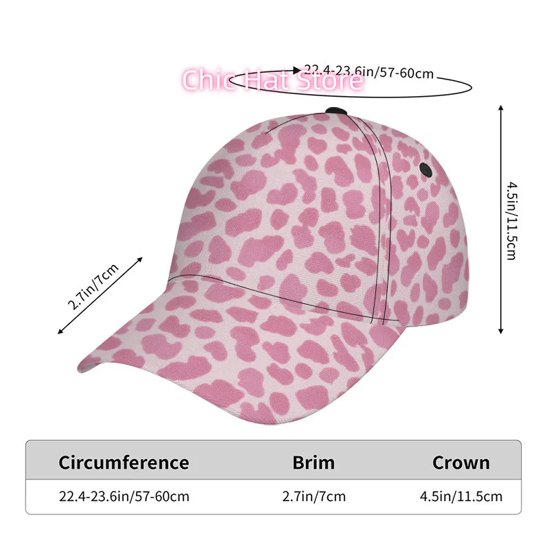 Stylish Design 1pc Pink Leopard Spots Print Adjustable Snapback Duckbill Hat - Lightweight Polyester Cap Featuring Pink Leopard