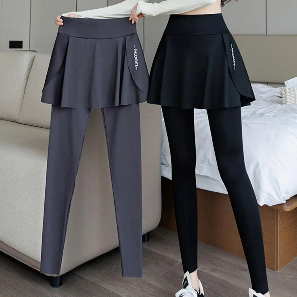 

High Waist Yoga Pants Women's Bot Layer Outdoor Wear Spor Nine-Piece Skirt Pants Spring New Sle Plus Size Butt Lifting