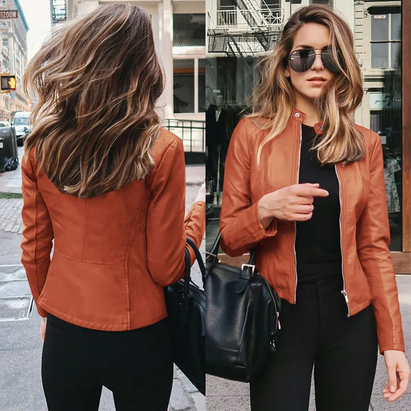 Vintage Women PU Leather Er Jacket Fashion Casual Autumn Winter Zipper Windbreaker Streetwear Female Blazer Y2K Clothes New 5
