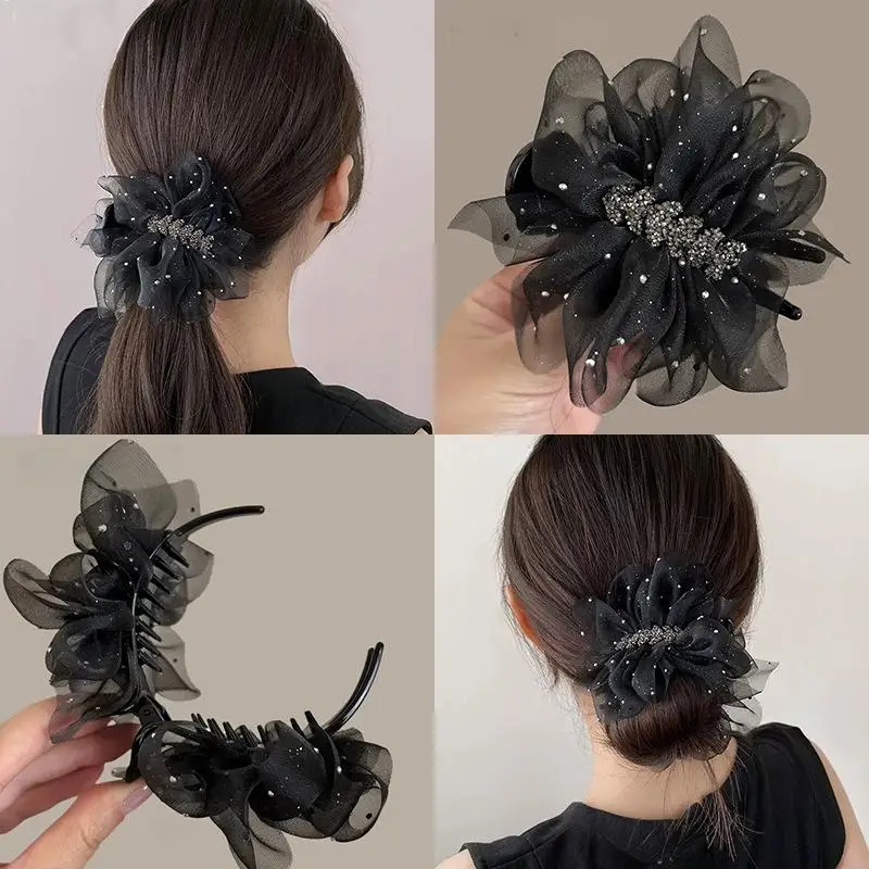 Z. 1Pc Elegant Wheat Spike Butterfly Knot Hair Clip For Women Back Of Head Chignon Tail Clip Versatile Shark Clamp