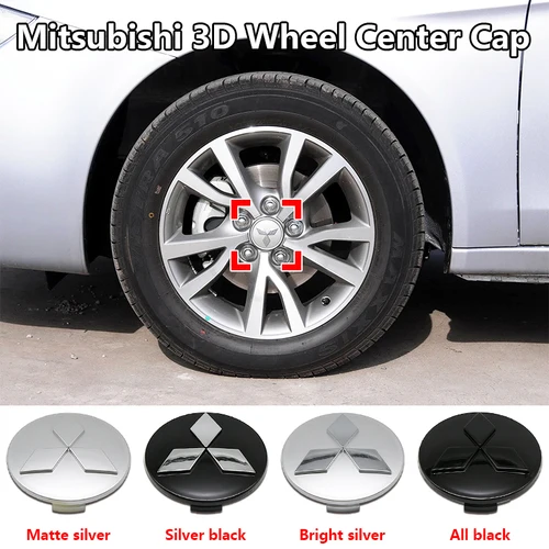Imagen 2 del producto 4 Uds. Tapas centrales de cubo de rueda de 60mm, cubierta de insignia para Mitsubishi Lancer 9 10 Outlander ASX Pajero Eclipse RALLIART, emblema de tapacubos de llanta