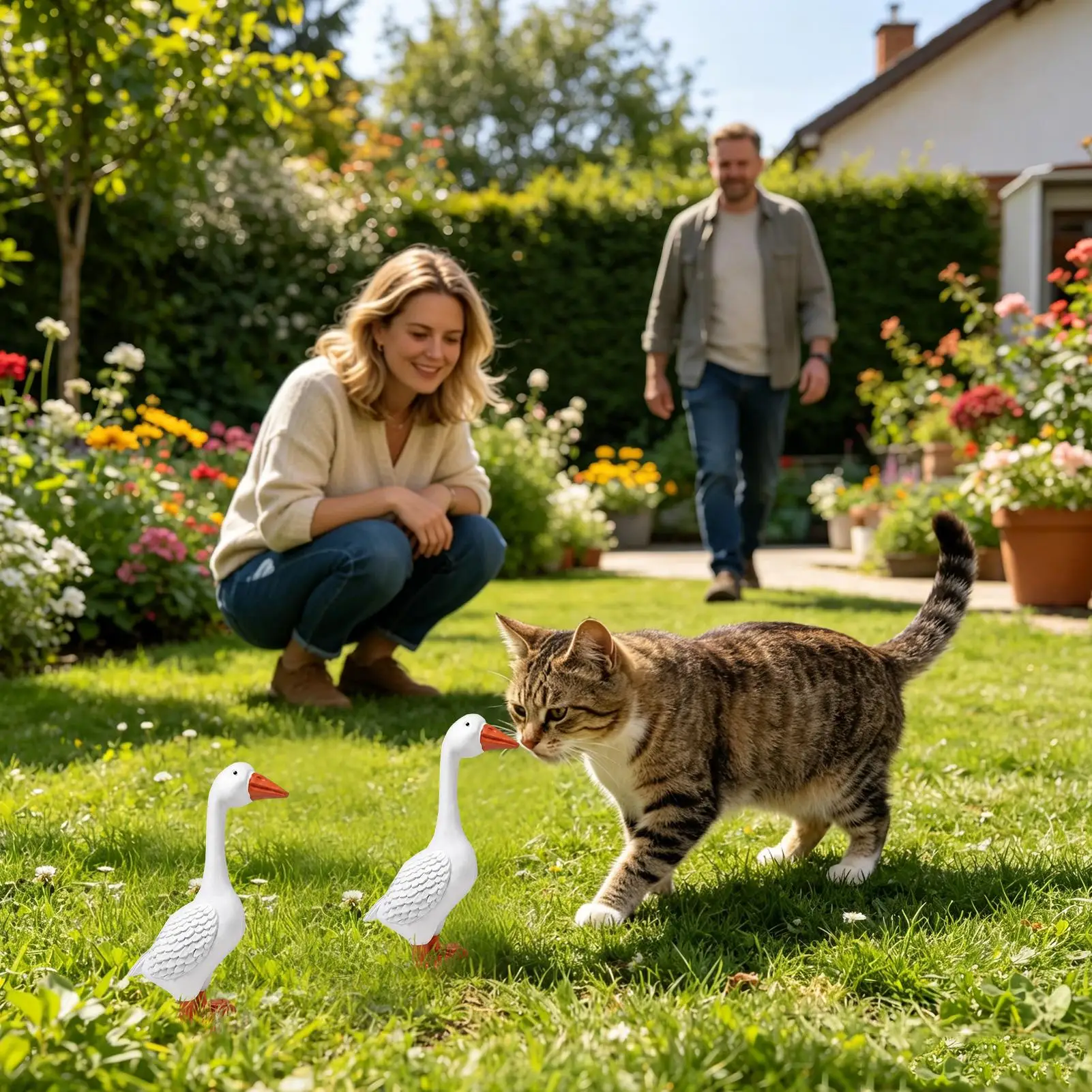 Porch Goose Resin Realistic Large All-Weather Goose Statue Lawn Garden Goose Statue for Garden Yard Farmhouse Pathway Driveway