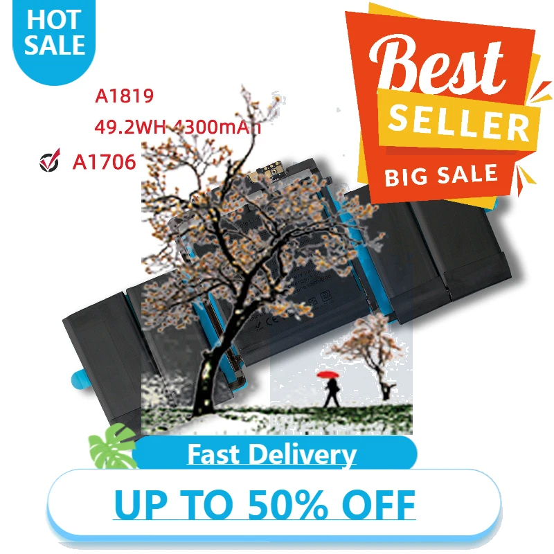 

【Fast Delivery】A1819 A1706 Laptop Battery For Apple MacBook Pro 13 Inch MLH12LL/A