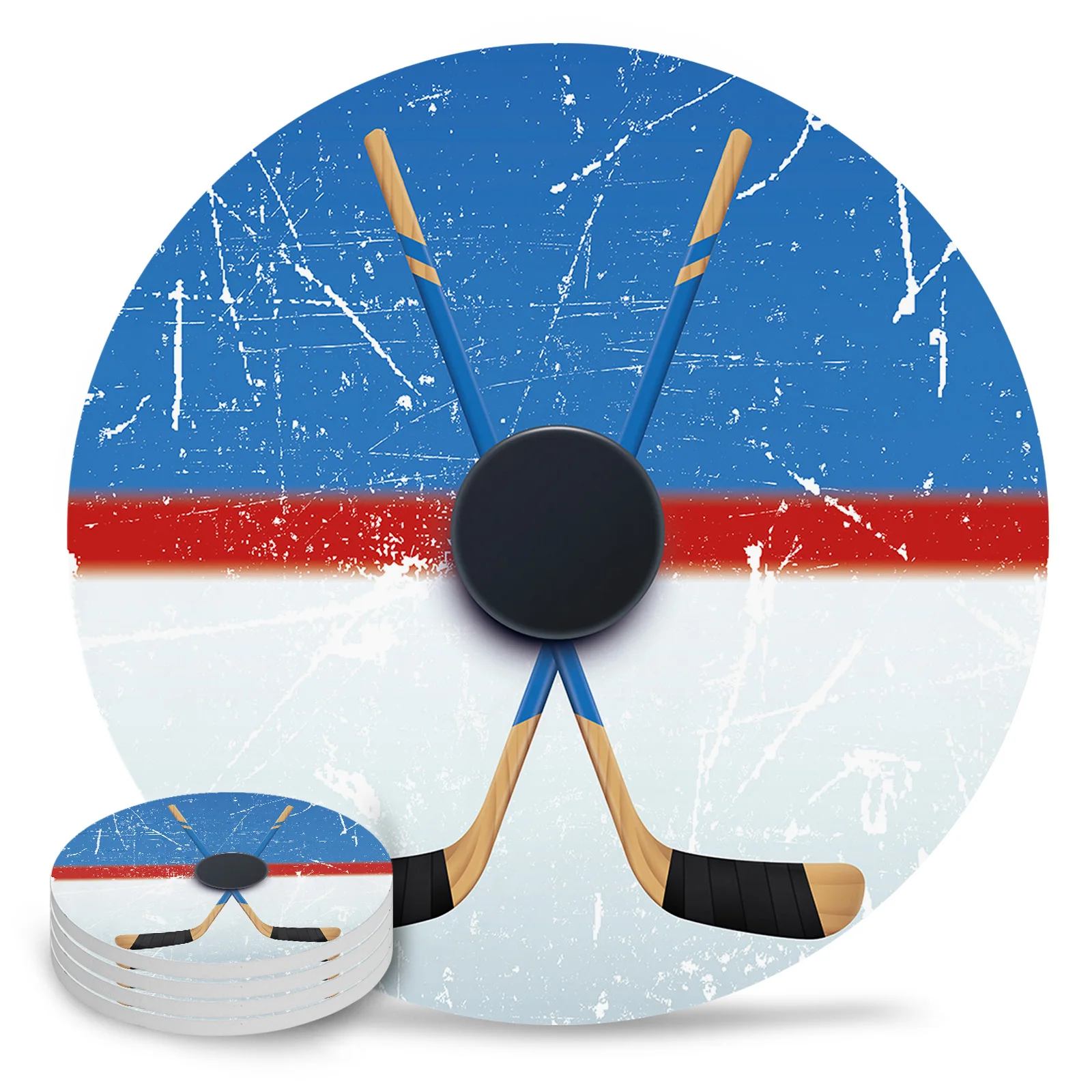 Sport Hockey Stadium Retro Round Coaster Coffee Table Mats Kitchen Accessories Absorbent Ceramic Coasters