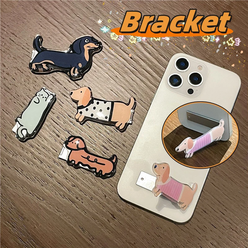 Fashion Cute Animal Dog Bracket For Iphone Portable Hidden Stand Funny Accessories Adhesive style No Trace Phone Kickstand Gift