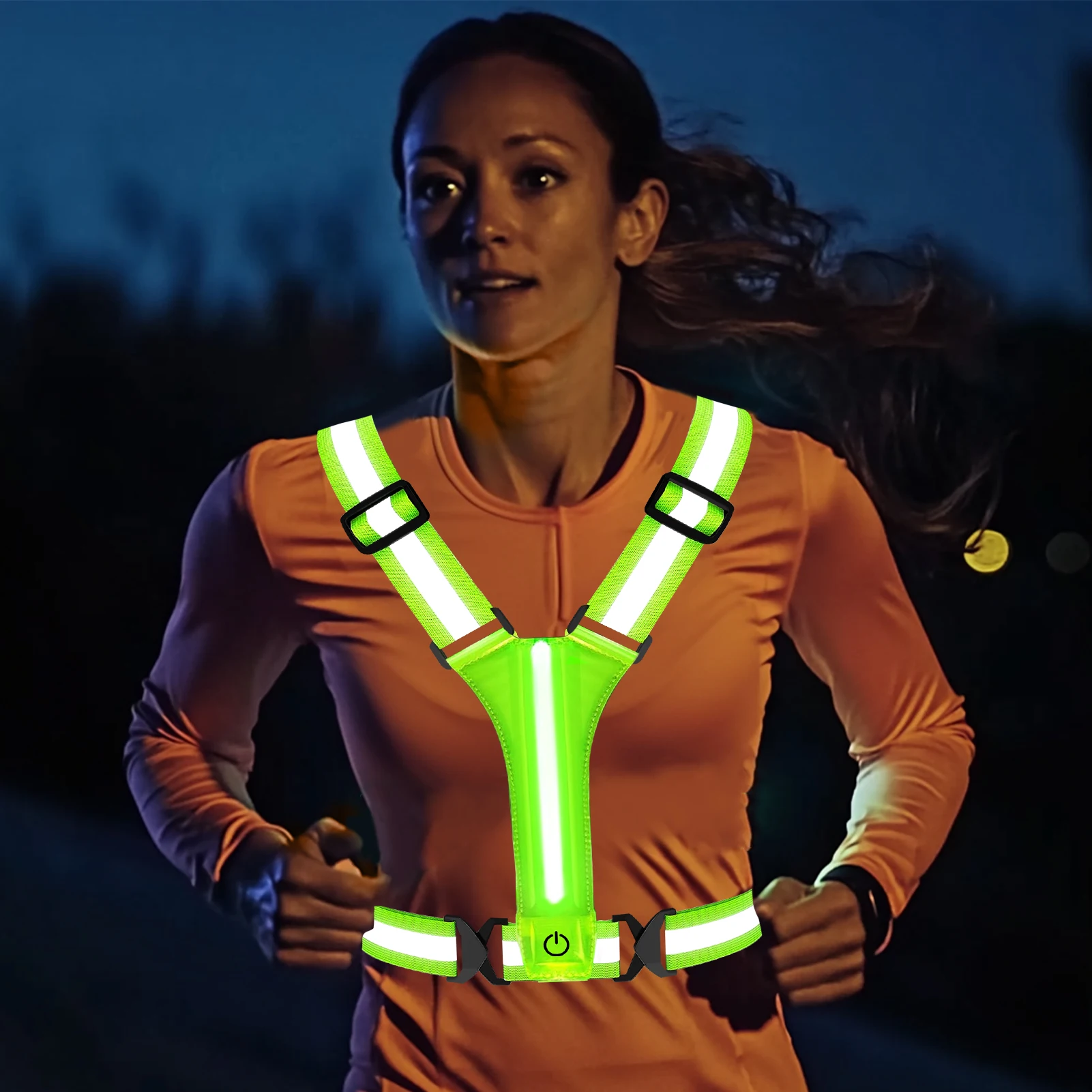 LED Running Vest USB Rechargeable Reflective Cycling Security Vest High Visibility Night Running Riding Clothing for Kids Adults