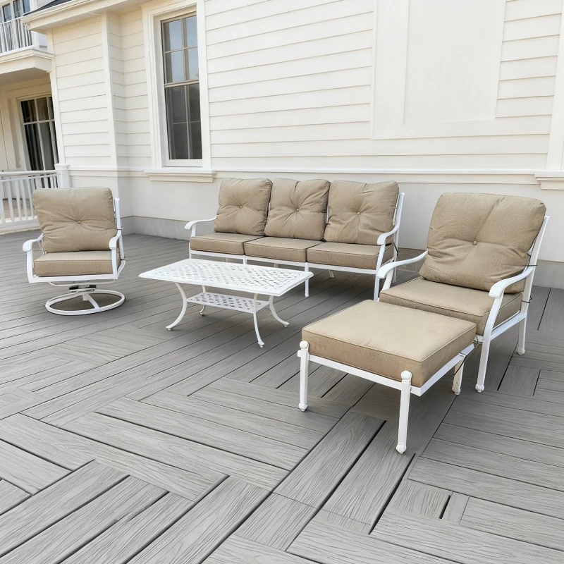 Villa outdoor courtyard cast aluminum sofa leisure balcony garden sofa all aluminum outdoor terrace American all aluminum sofa