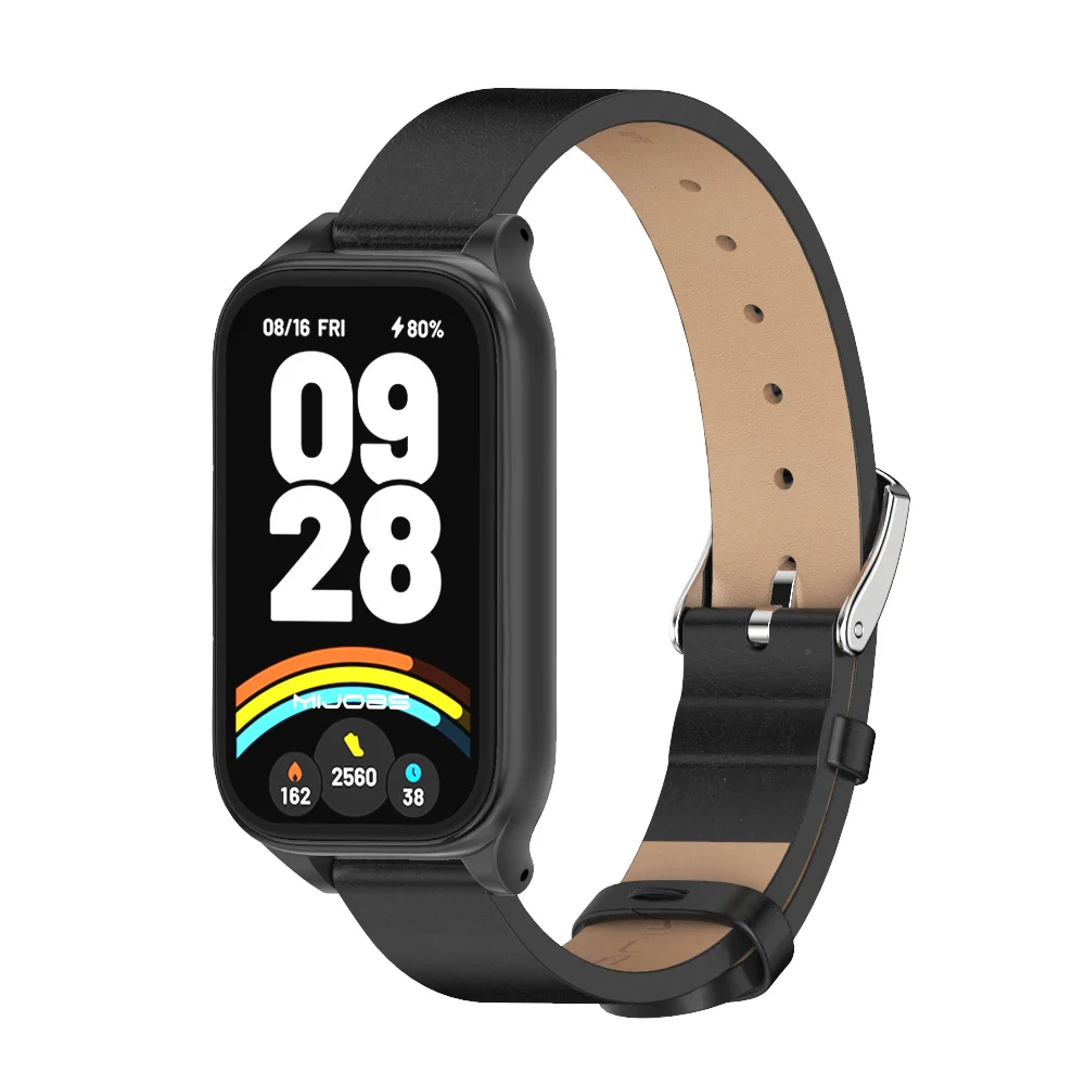 Mi Band 9 용 스트랩 Mi Band 8 용 액티브 팔찌 Redmi Smart Band 2 3 스트랩 액세서리 PU 가죽