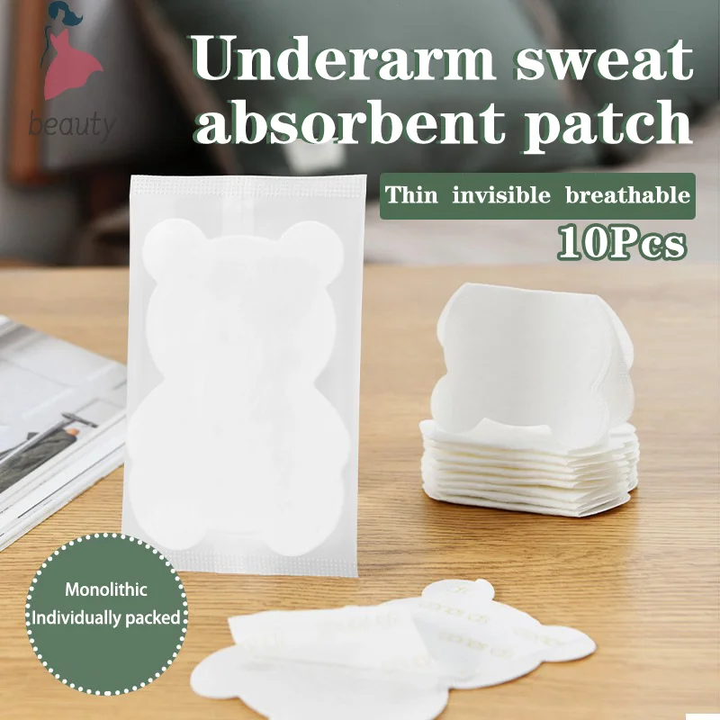 10Pcs Little Bear Armpit Disposable Sweat Patch Soft And Skin-friendly Breathable And Dry Long-lasting Invisible Sweat-proof Pad