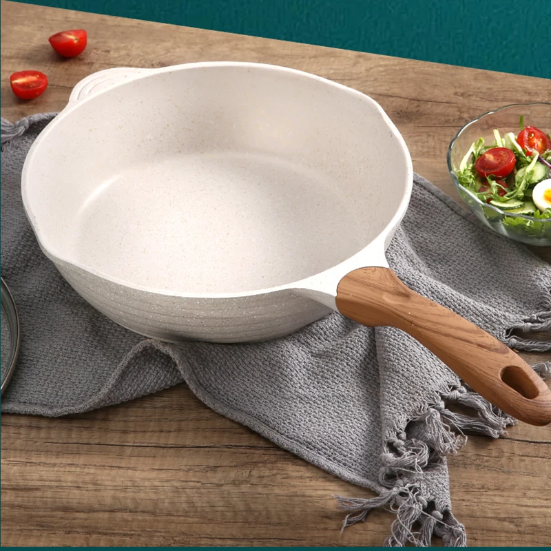 Big Wok High Quality Party Glass Cover Chinese Cooking Pot Wooden Handle Medical Stone Frying Kitchen Temperos Cookware