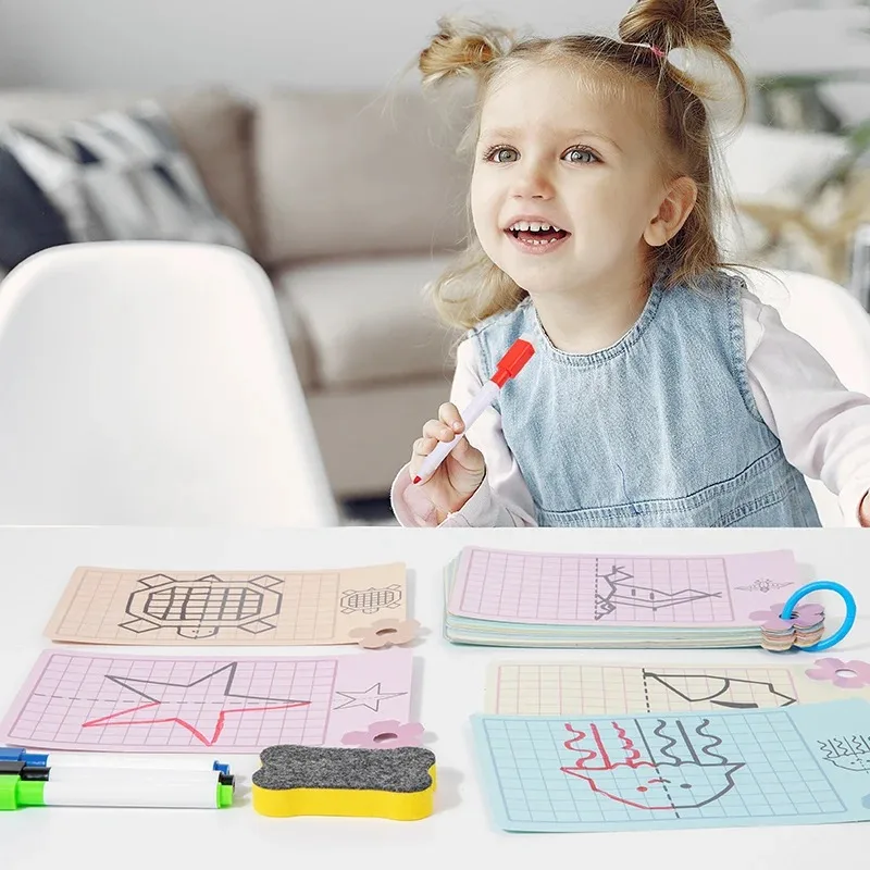 Reusable Tracing Book Pen Control Training Toy with Erasable Symmetrical Graphics for Kids To Practice Concentration Early
