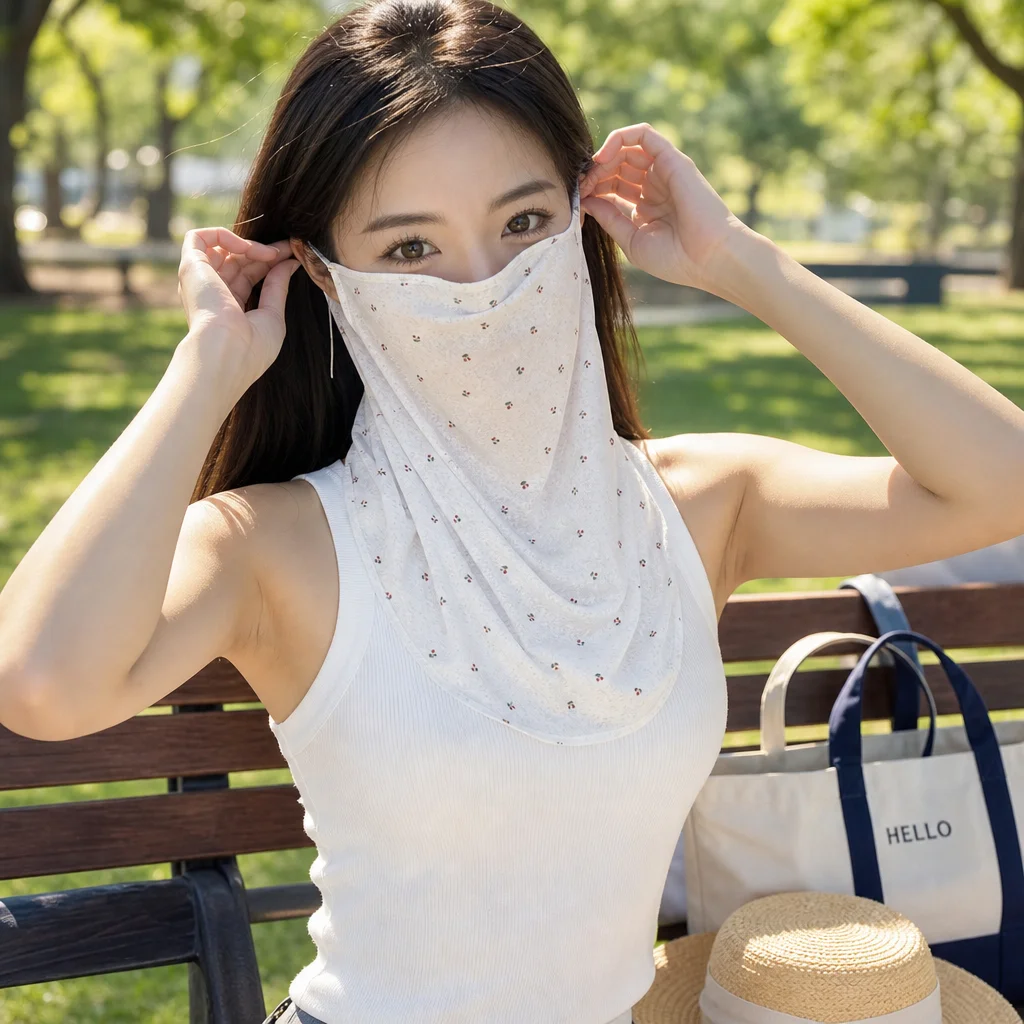 1pc Floral Sun-Protection Mask Breathable UPF50+ Face Cover for Women Summer Outdoor Travel, Lightweight Neck Guard Durable
