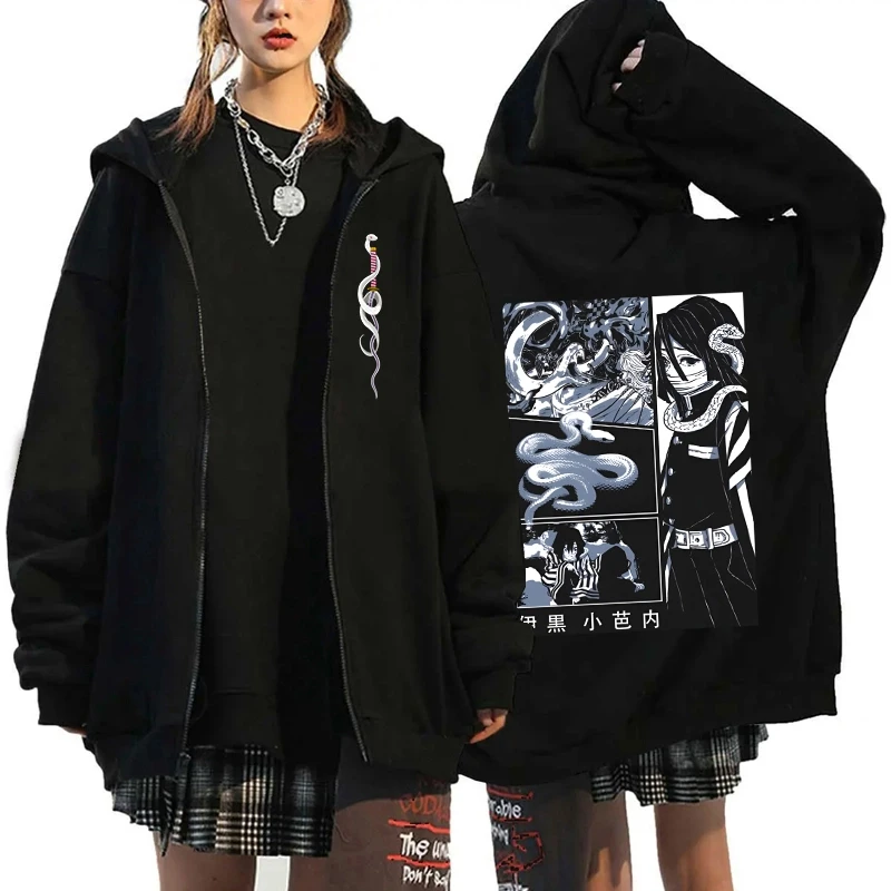 Hot Anime Demon Slayer Blade Hoodie Frauen Casual Harajuku Mode Streetwear Y2K Langarm Jacke Mantel Fleece Zip-Up Hoodie