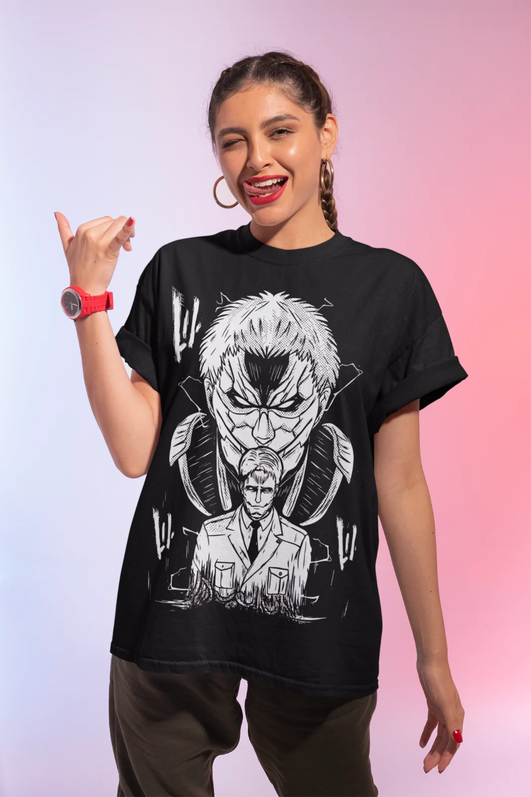 Anime Attack on Titan Armoured Titan Reiner  Manga T-Shirt Soft Tee