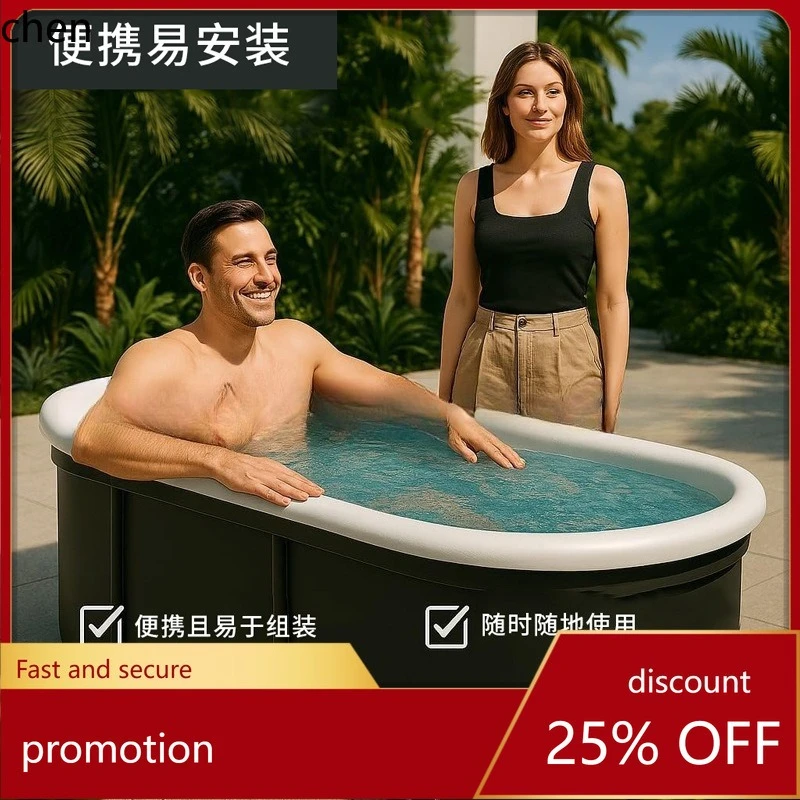 HT Collapsible cold water tub-oval metal frame hot & cold bathtub for athletes, outdoor use, and home - cross-border e-commerce