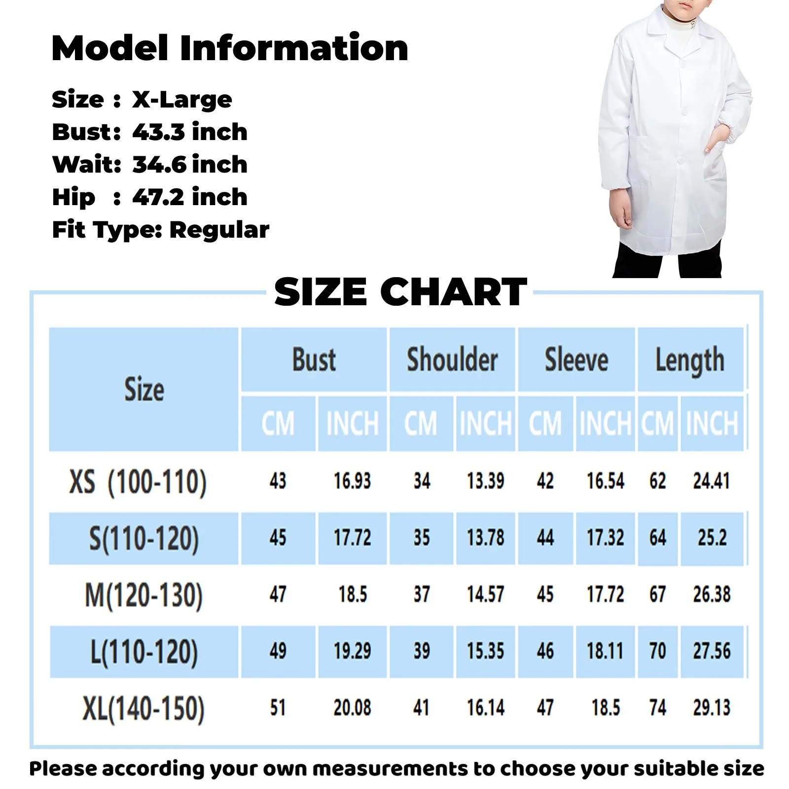 Bata de laboratorio blanca Unisex para niños, uniforme con bolsillos de manga larga, Ropa de Trabajo, ropa de médico y enfermera, niño y niña, blanco, verano y primavera