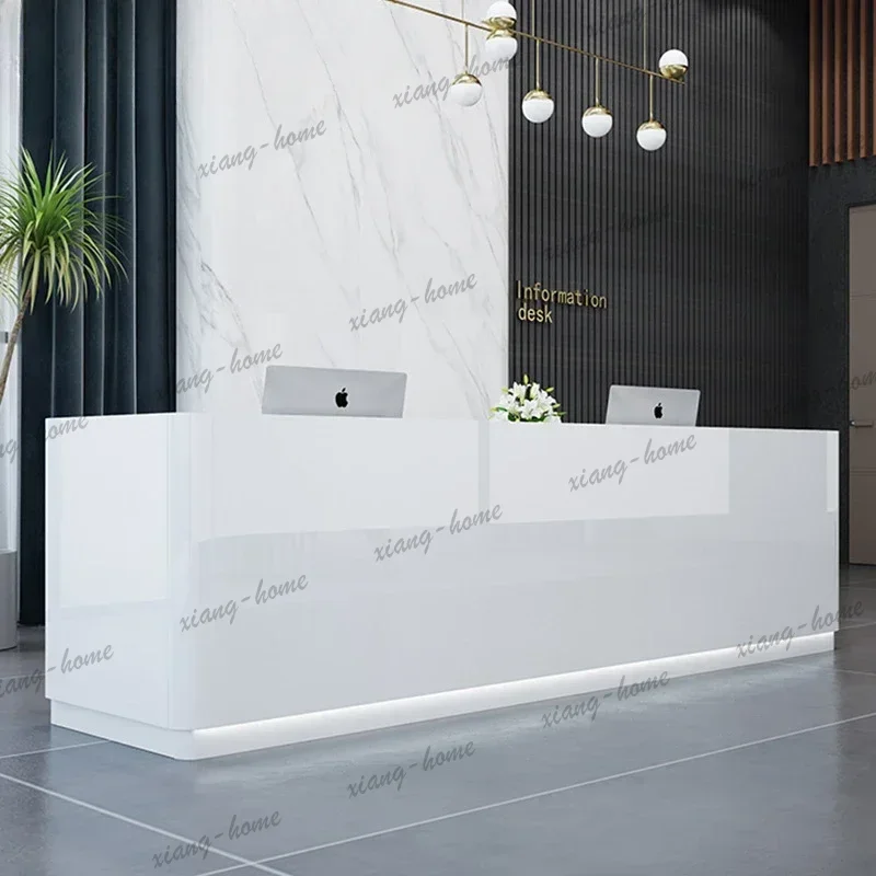 LD Luxury Front Desk Reception Desks Cash Register Business Counter Reception Desks Cream Style Office Furniture