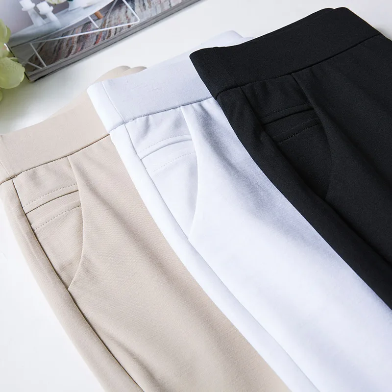 Nowe jesienne spodnie damskie z wysokim stanem, proste, codzienne, plus size, spodnie damskie typu pantalones. — zdjęcie 4