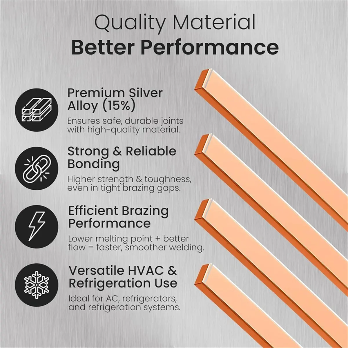 DT57 LATEST MODEL Brazing Rods with Raised Segments Desgin,Copper Brass Brazing Rods for HVAC & Plumbing,10pcs 10