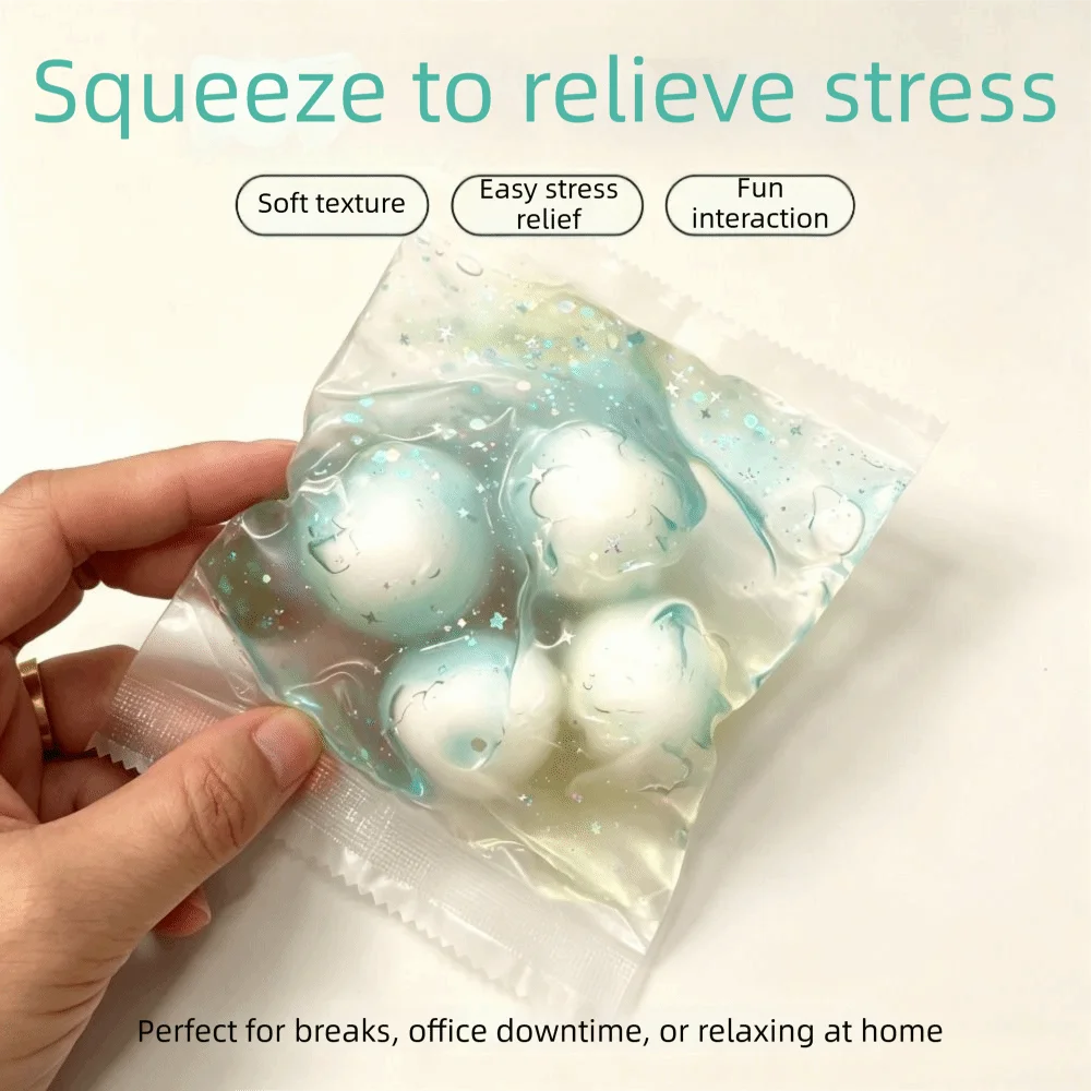 Wax Coating Crispy Handmade Ball 4 Balls Crunch Sound Sensory Dumpling Squishy Handmade Pinch Fidget Squeeze Bag Desktop Gift