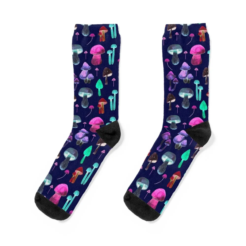 

Neon psychedelic watercolor mushrooms pattern Socks sheer colored designer brand luxury Women's Socks Men's