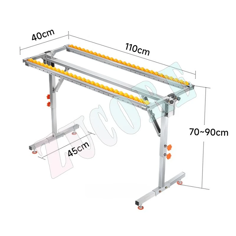 Wood Cutting Bracket With Roller Folding Adjustable Height Double Row Transport Pulley Saw Table Transport Support Frame
