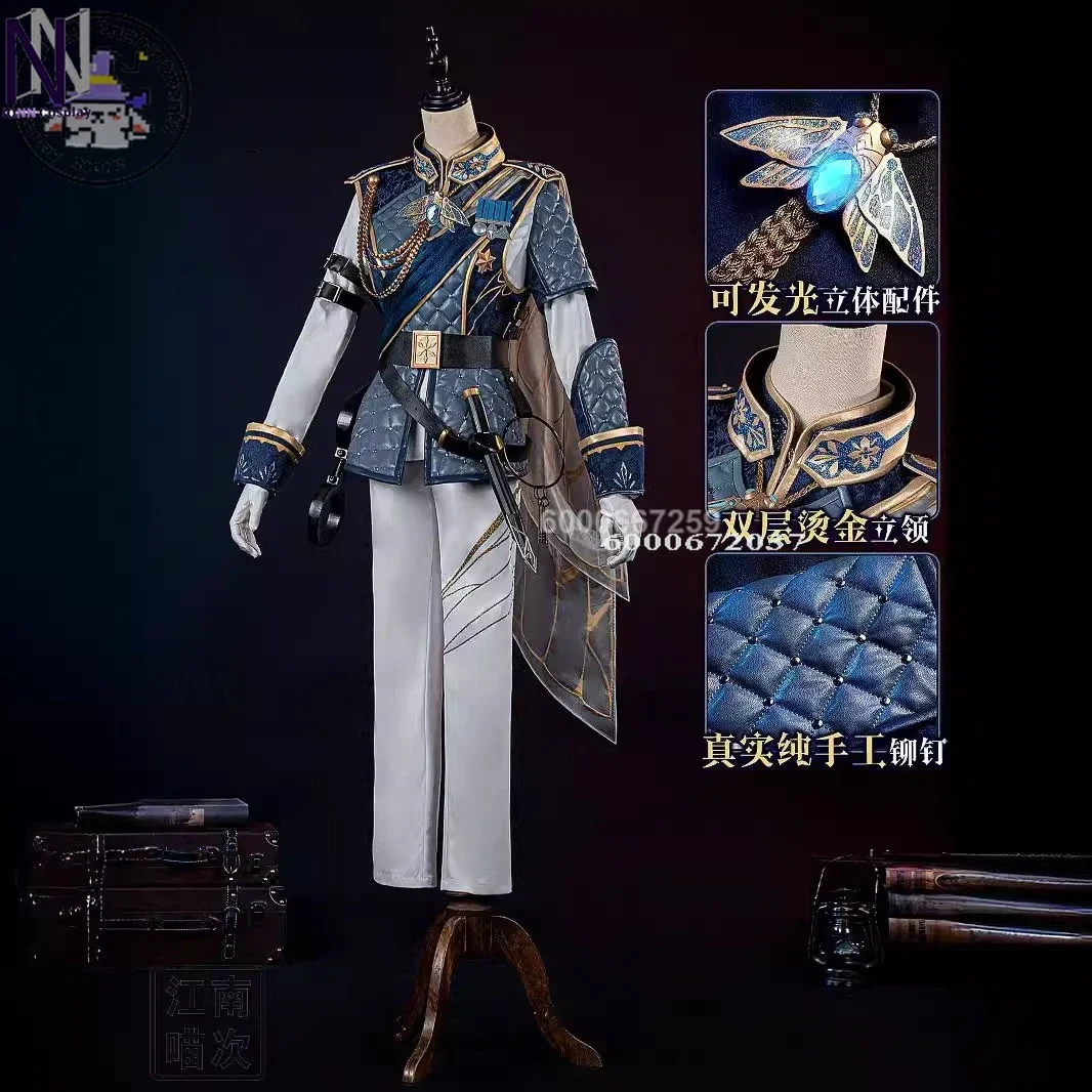 Game Identity V Prisoner Luca Balsa Cosplay Wig Winter Cicada  A-Tier Uniform Glasses Sword Handcuffs Pendant Accessories