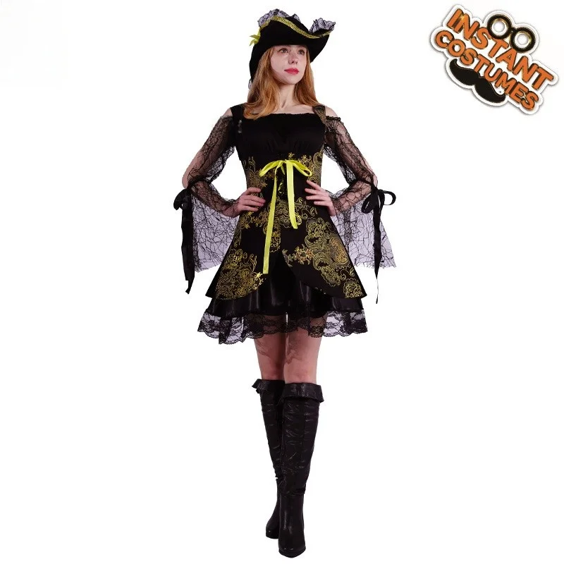 Halloween Dames Pirate Par-kostuum Cosplay Stage Performance Carnaval Outfit Gemaskerd Balkostuum Dames Faion
