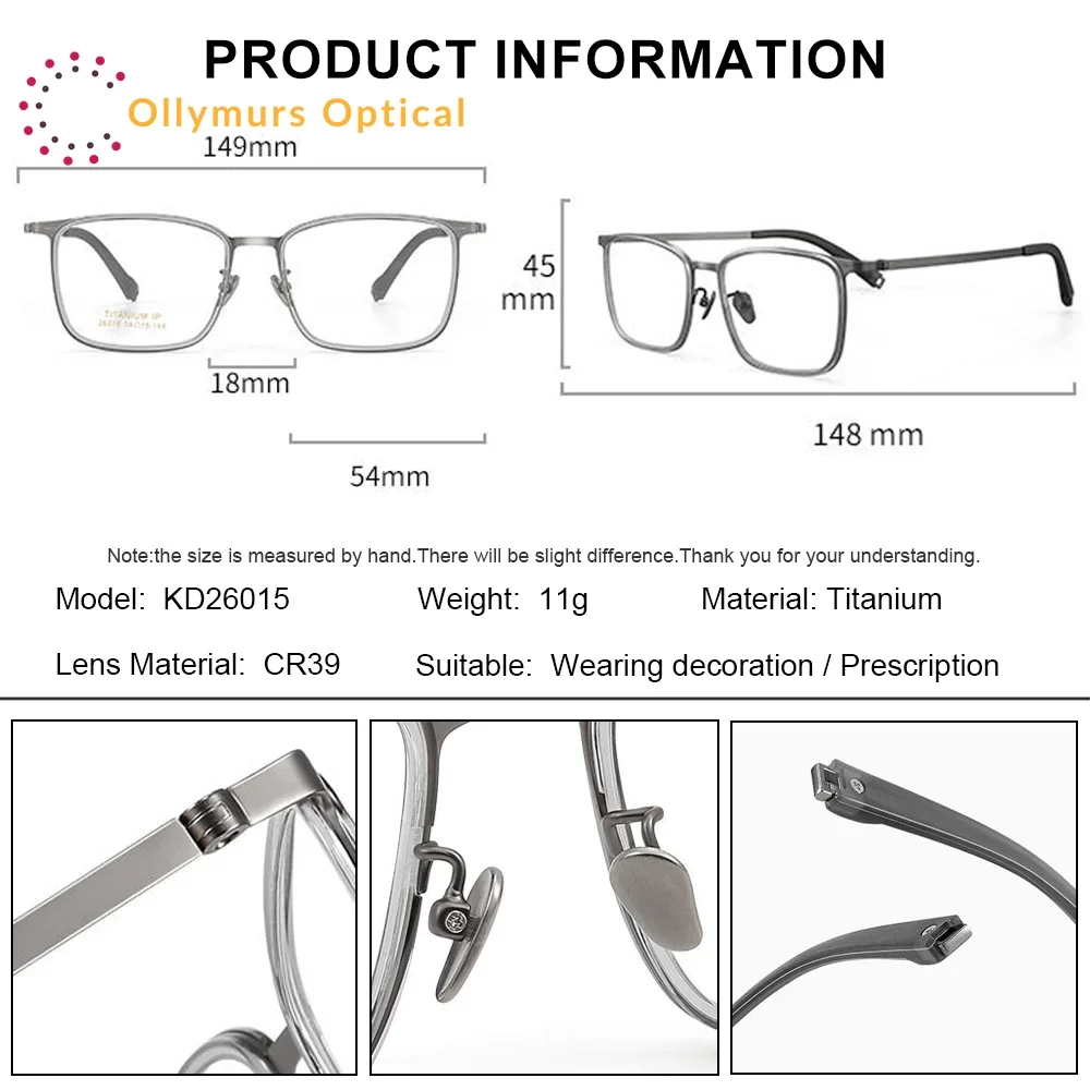 KIZN خمر خفيفة الضوء الأزرق تصفية النظارات الطبية التقدمية الرجال مربع التيتانيوم قصر النظر البصرية النظارات