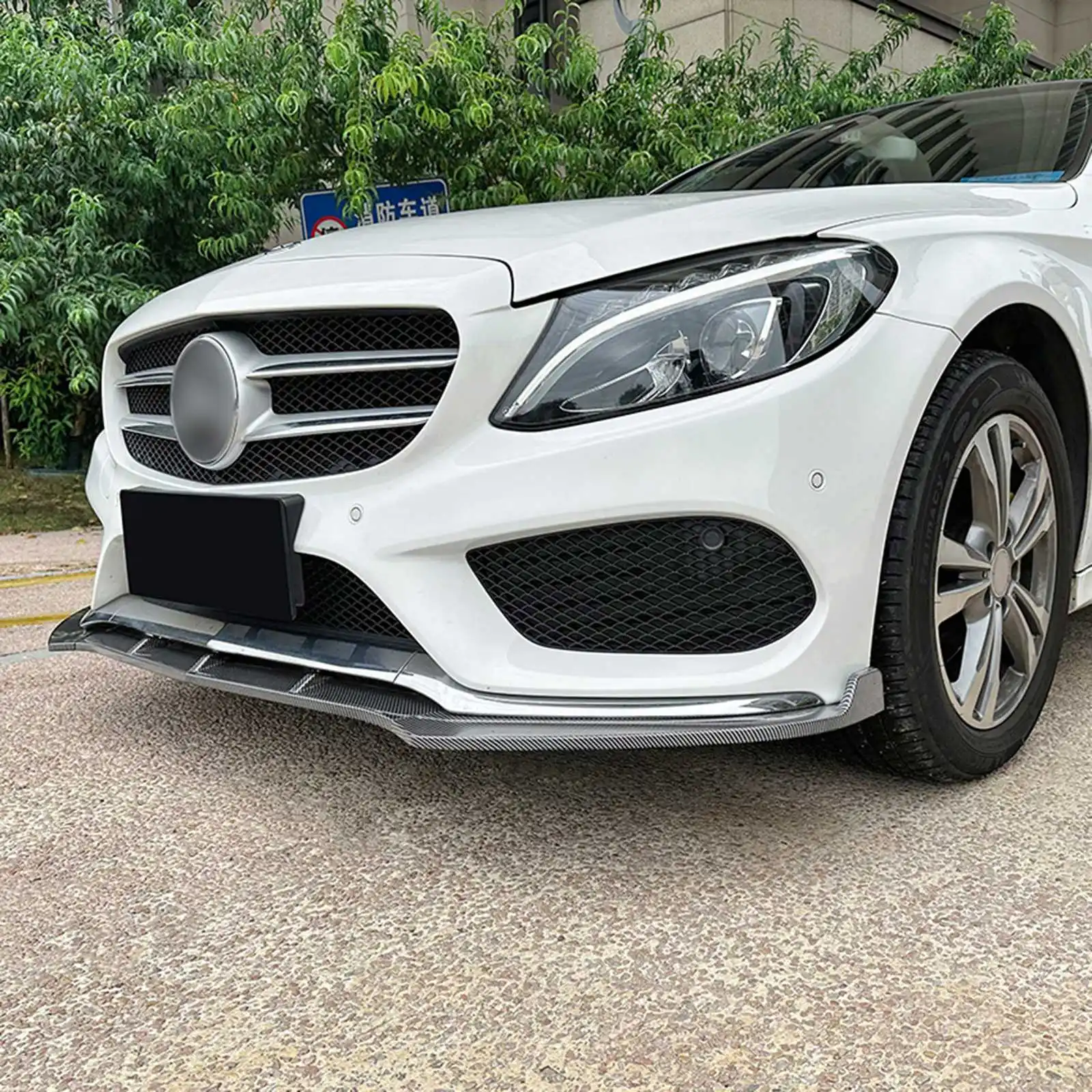 For Mercedes-Benz C-Class W205 C180 C200 C260 AMG 2015-2018  Front Bumper Lip Splitter Spoiler Diffuser BodyKit Accessories Tuni