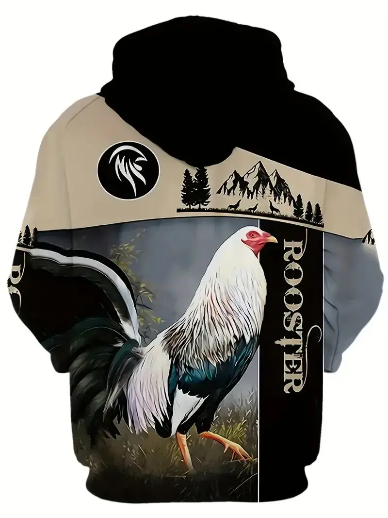 Spring Autumn Men's animal chicken 3d printed hoodie,