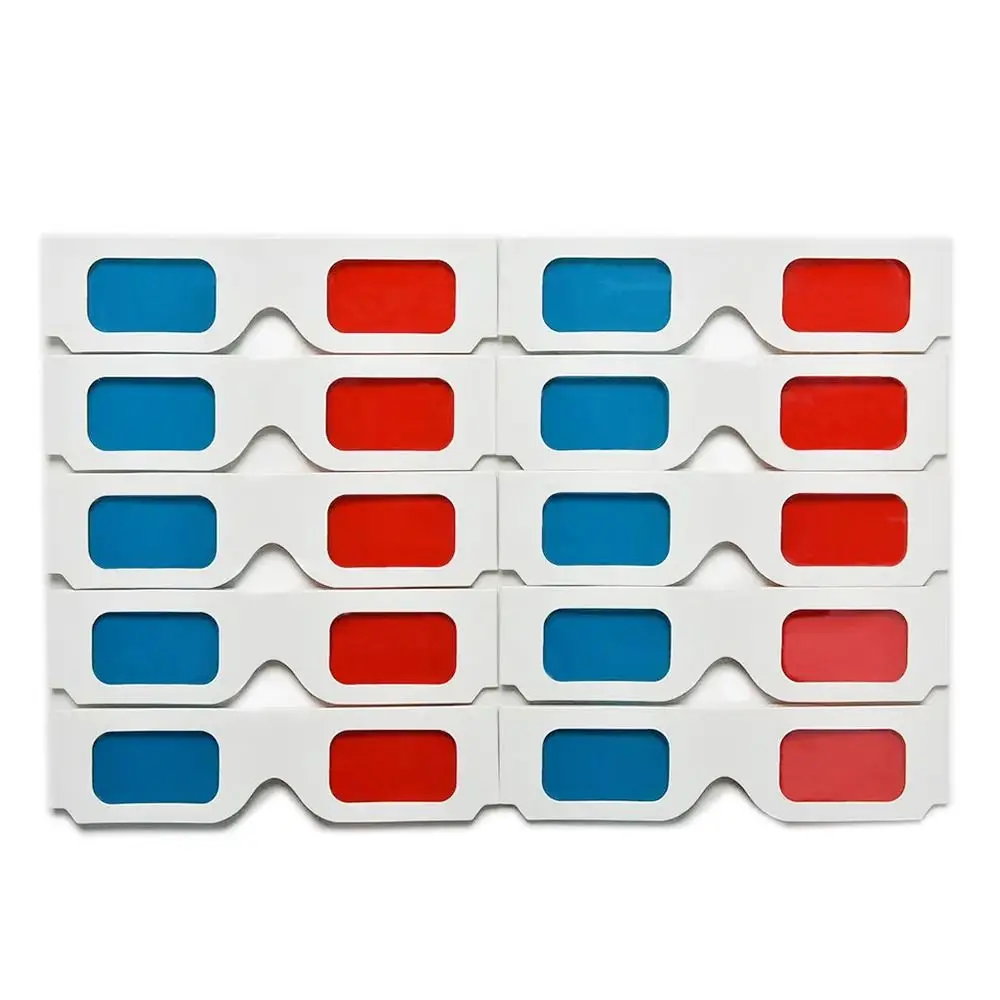 10Pcs Portable Red Blue 3D Glasses 3D TV Cyan Movie Game Glasses Real Cinemas 3D Gaming Cardboard Paper Glasses