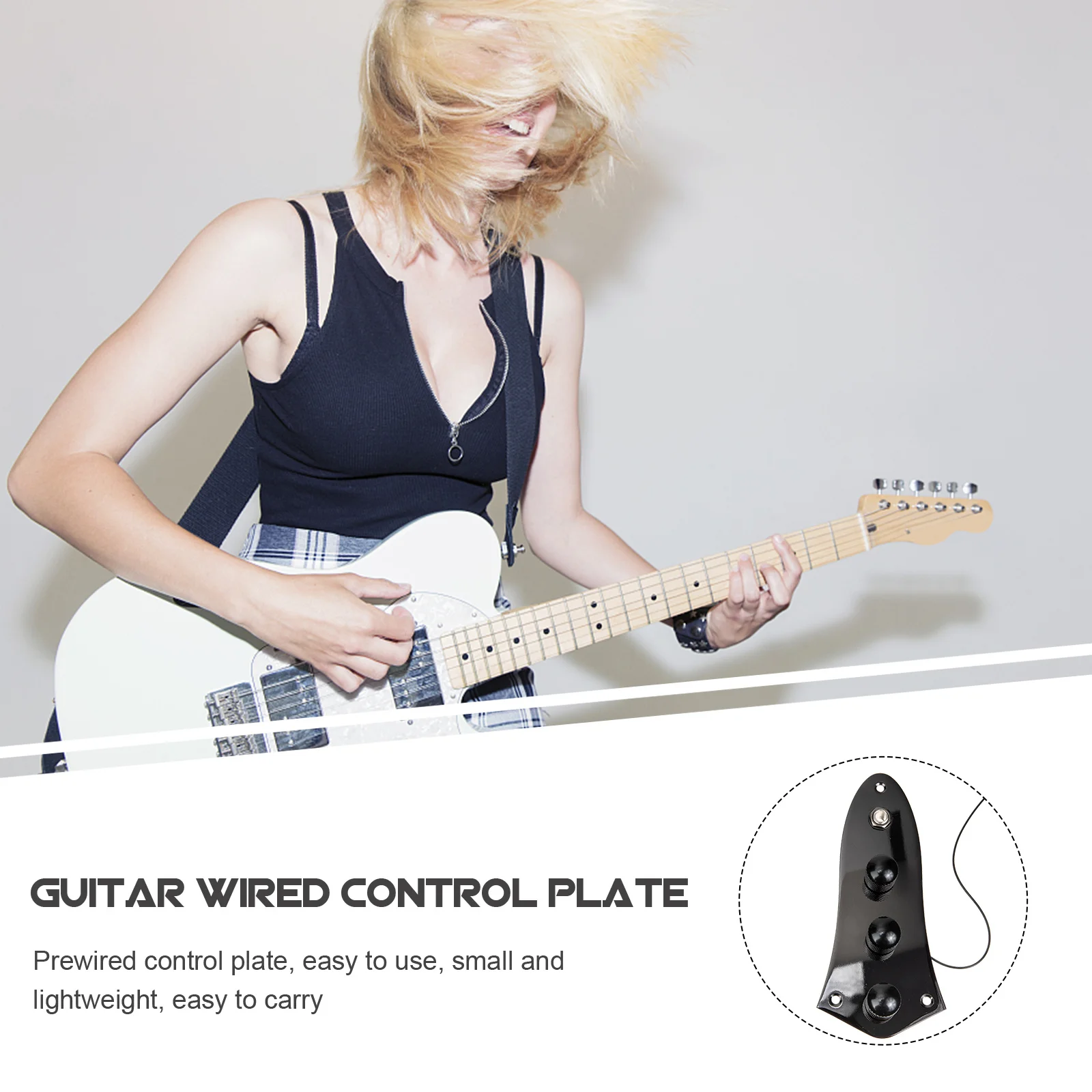 

1Set Guitar Control Plate Metal Durable Volume Tone Knobs Replacement for Electric Guitars Guitar Supply