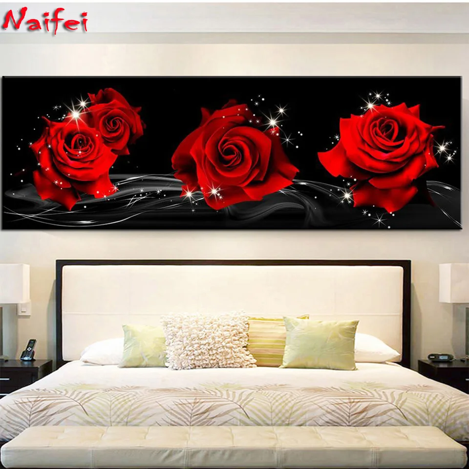 Pittura diamante tondo quadrato pieno 5d di grandi dimensioni rosa rossa mosaico nero diamante ricamo punto croce decorazioni per la casa regalo di