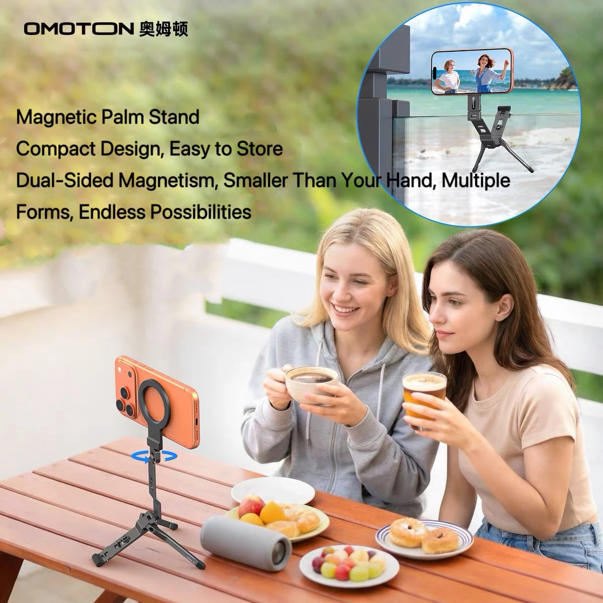 

Omoton Magnetic Adhesive Stand - Multi-functional Stand for Video Recording, Phone Stabilization, Shooting Equipment, TP03