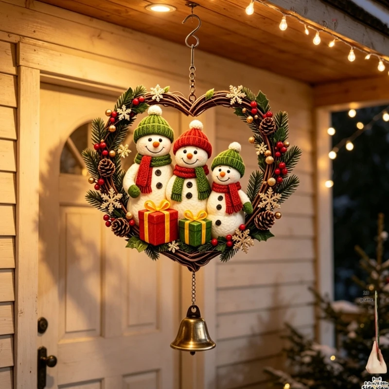 Acrylic Snowmen Christmas Wind Chimes,Outdoor Hanging Decors Holiday Ornaments with Top Hook, Connecting Chain, and Bells 87HA