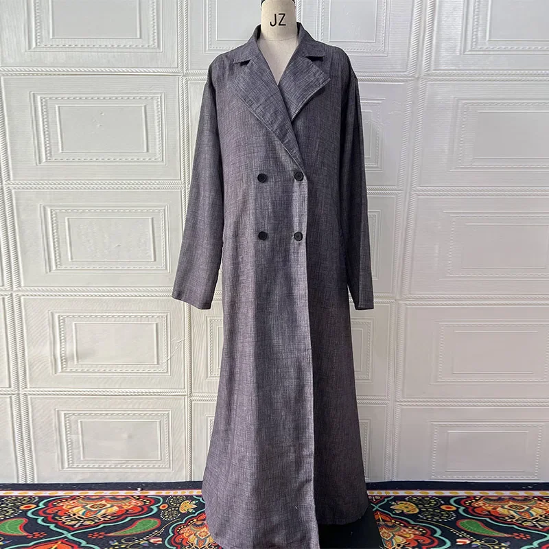 

Cardigan Coats for Women New Fall Winter 2025 Solid Lapel Double Breasted Long Top Streetwear Temperament in Outer Coat Female