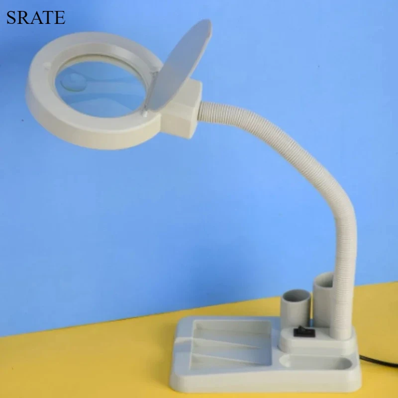 5X 15X Black White Magnifying Glass with LED Lights 40LED HD Magnifier Table Lamp for Reading Close Work Helping Hands Loupe