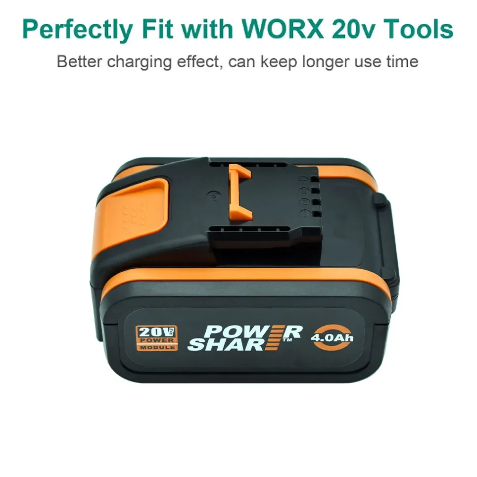 Per batteria 20V 4000mah li-ion per Worx WX390/WX176/WX166.4/WX372.1 WX800/WX678/WX550/WX532/WG894E WG629E/WG329E/WG2