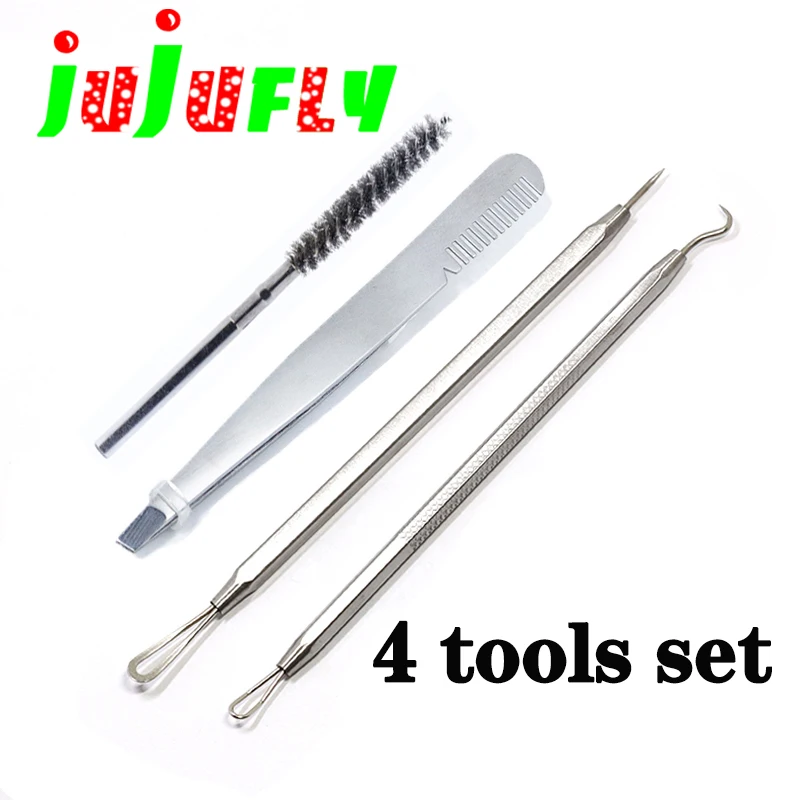 

4tools set general fly tying tools premium dubbing brush&hair pettine comb&bodkin comb stainless steel fly tying assistive tool