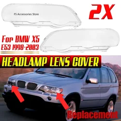 Headlight Glass Headlight Lens Plastic Cover Replacement For BMW X5 E53 1998 1999 2000 2001 2002 2003 Headlight Headlamp Cover
