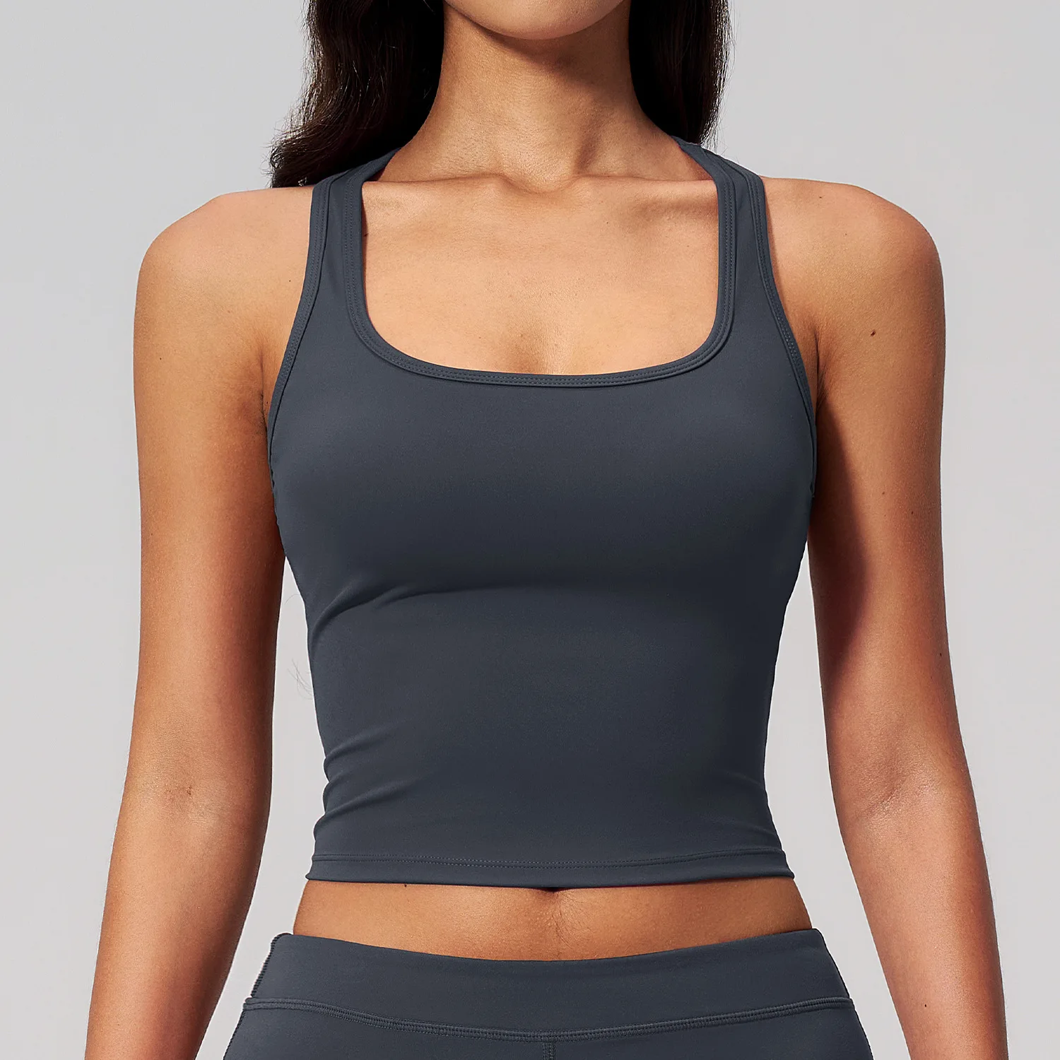 Yoga Vest Women Running Top Tank Top Short Sleeve I-shape Backless Gym Bra Running Workout Top Solid Color Nylon Fitness Top